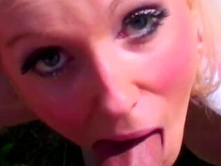Blonde Big Tit Wife Cum Slut Dolly Delight Sucks off Her Hubby Outside
