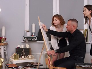 Artsy cunts Vivian Grace and Rebeca Fox take a thick dick