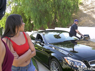 Cyrus fucks his friend's Stepsister and her friend