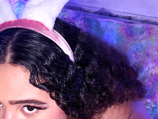 Naughty Bunny Giving Me a Blowjob with Her Huge Tits