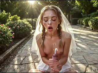 I defiled this fake shy girl in a white dress, making her swallow my cum and moan from wild hardcore [AI]