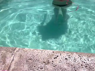 Cum to the pool with me wearing a micro bikini and showing my perfect body