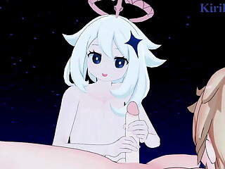 Paimon and Lumine and Aether intense sex. - Genshin Impact Hentai