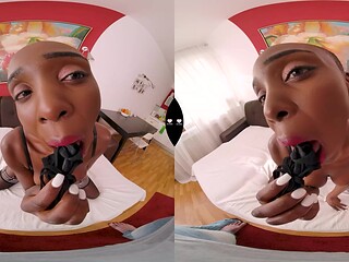 Virtual Reality POV Fuck with Ebony Babe in Sexy Lingerie