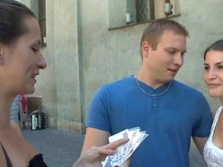 CZECH COUPLES Young Couple Takes Money for Public 4some