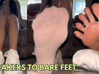 Sneakers to Bare Feet Tease