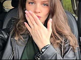 Girl gives a cute and real public pussy massage and orgasm