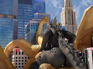 King Ghidorah fucks female Godzilla