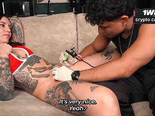 Angel Cruz And Blaze Rager In Big Tattoo - Tattooed Woman Wants A Tattoo On Her Pussy. Guess What Ended Up Happening?