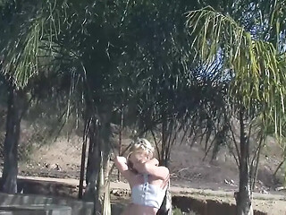 Sexy young bitch gets hard anal sex outdoors