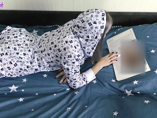 Stepsister Pajamas Blowjob + Prone Bone With Cum on Ass