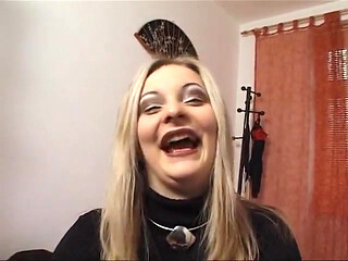 German teen gets naked and rubs her pussy at casting