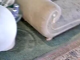 Teen bent over couch and fucked