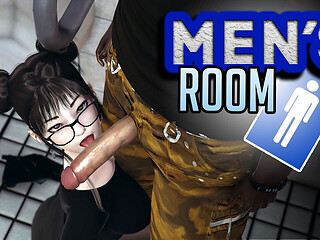 Men's Room, Cute Asian Girl Swallows Big Black Cock in a Public Toilet, Emptie41