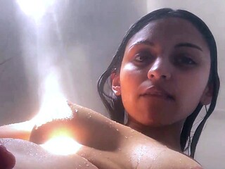 Sexy Latina Fingering in the Shower