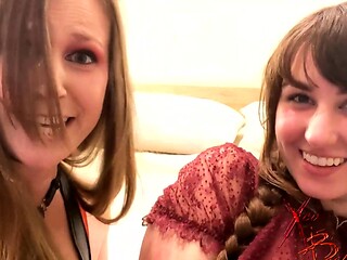 Brunette lesbian teen babe licks and fingers pussy