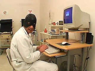 Hot doctor with a mask bangs blonde teen