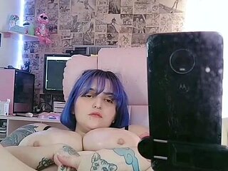 Big boob brunette masturbates on webcam
