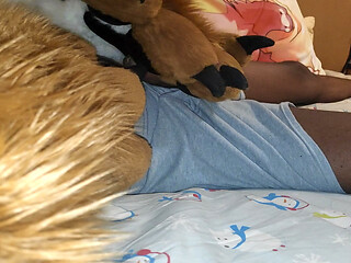 Stroking my cock with big paws, cumming over myself 3 times