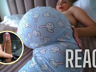 React: Stepmom seduces stepson by watching porn in morning with door open