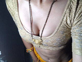 Hot wife yellow shari solo