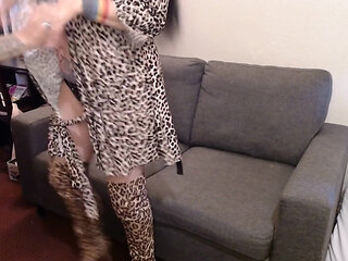 Sexy Girl Rides Cougars Big Black Dildo Strapon