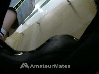 Amateur Str8 Boy Caught Peeing at Public Toilet Urinal