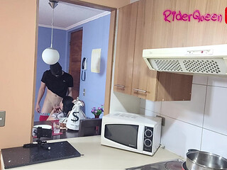 Videos for Fans: a Masked Young Man Fucks Me in the Kitchen