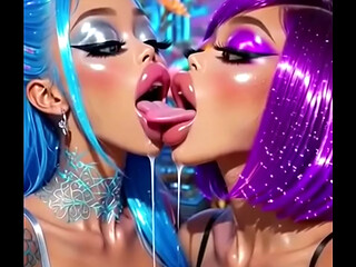 30sec AI Animation: Beautiful women kissing