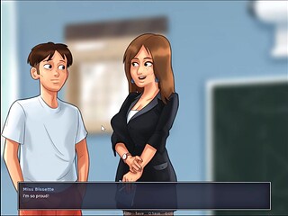 Teenager gets a sultry lap dance from a hot teacher in anime Summertime Saga