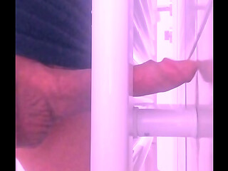 Fucking and Cumming on Towel Dryer with 8&quot_ Tranny Cock
