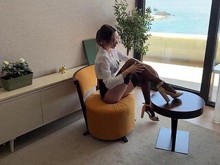 Strict teacher stays after class... and gives her NAUGHTY PUSSY a finger punishment