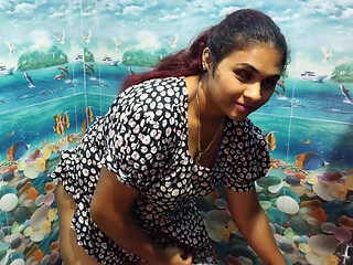 Vaishnavy Pee and Wash in Nighty Bathroom Scene