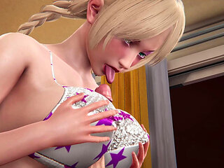 Big Tits Blonde Jessica in Black Stockings 3D Hentai - Titfuck with Tongue Licking in Bra, Sloppy Blowjob POV & Irrumatio