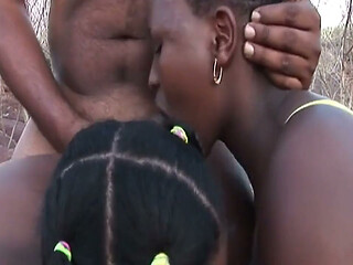 Two Insatiable African MILFs Drain Two Hard Cocks