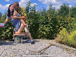 Rough Outdoor Fuck in the Garden While Picking Berries