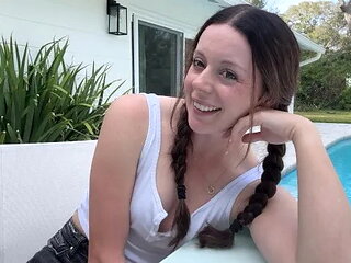 Step Sis Brings Her Vibrator Out to the Pool and Convinces You to Cum Togethe...