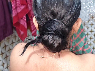 Desi wife shower in bathroom.