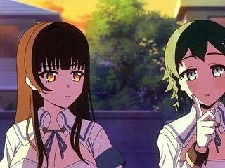Shy girls bond over hugs as new senpai brings xxx comfort
