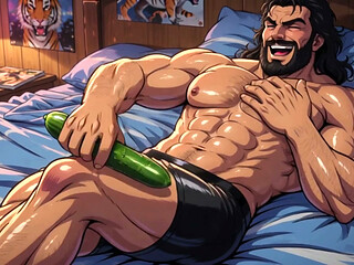 Handsome Muscle Men in Bed Animations