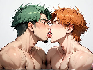 A Green-haired Muscle Bunny Shocks with a Spunk Splash! Experience the Best Gay XXX Action!