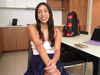 Brunette Sona Bella teases with tantalizing boobs and a juicy slit