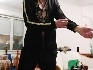 small exhibition in sexy black underwear!!