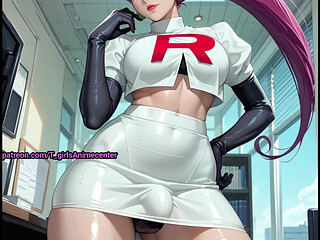 Jessie Rocket team hot futa showing off her huge cock and big ass.