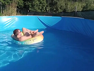 Wet Summer Ride. Handjob in the Pool