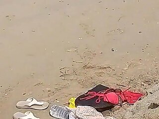 Voyeur - Hot MILF Naked on the Beach and Swimming in the Sea