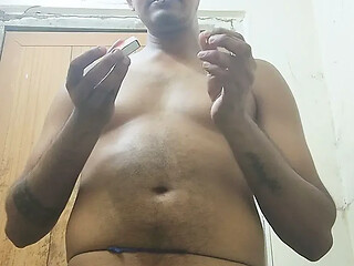 Indian bengali boy cum show with dirty talk with smoking