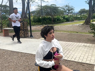 I meet an unknown boy in the park and I ask him to play with me as an ex-girlfriend to take him home and give him the best fuck of his life.