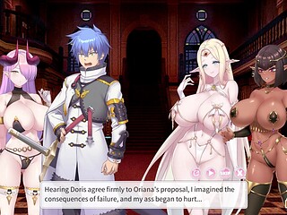 Succubus Oriana and Kamaria seduce in a French porno visual novel