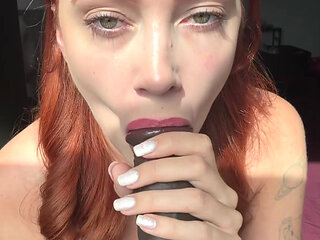 Cherry Candle Does Huge BBC Dildo Blowjob